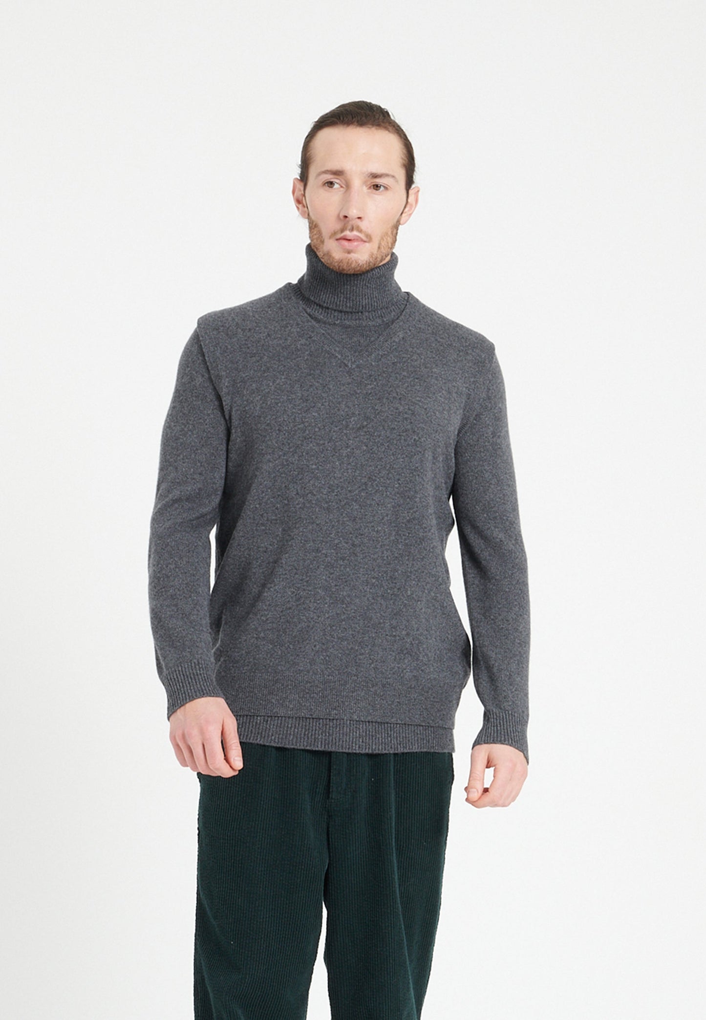 Gilet col V sans manches homme en cachemire gris anthracite - LUKE 9