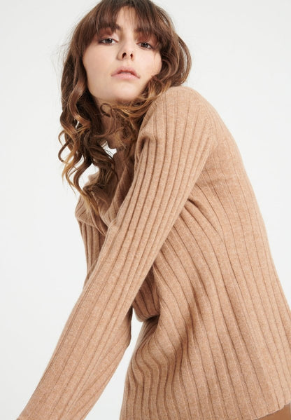 Pull col roulé femme en cachemire camel - LILLY 15