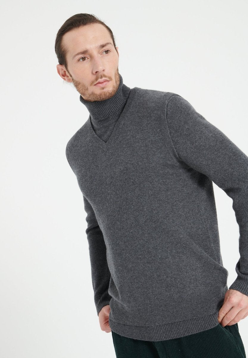 Gilet col V sans manches homme en cachemire gris anthracite - LUKE 9