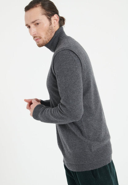 Gilet col V sans manches homme en cachemire gris anthracite - LUKE 9