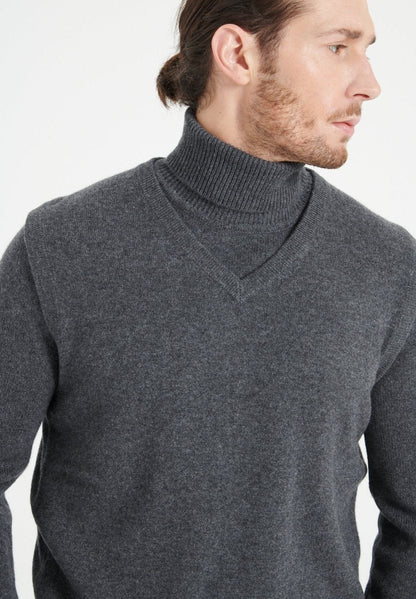 Gilet col V sans manches homme en cachemire gris anthracite - LUKE 9